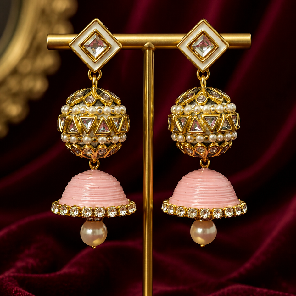 Kundan ball Jhumki Earrings