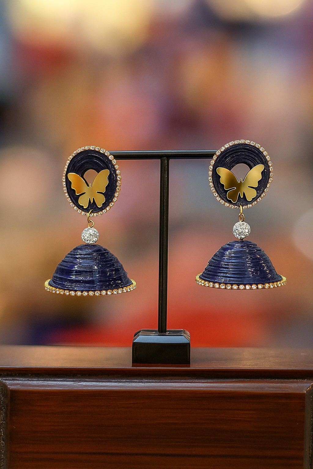 Golden Mirror Butterfly Jhumka || Size: 8cm*4.5cm*4.5cm