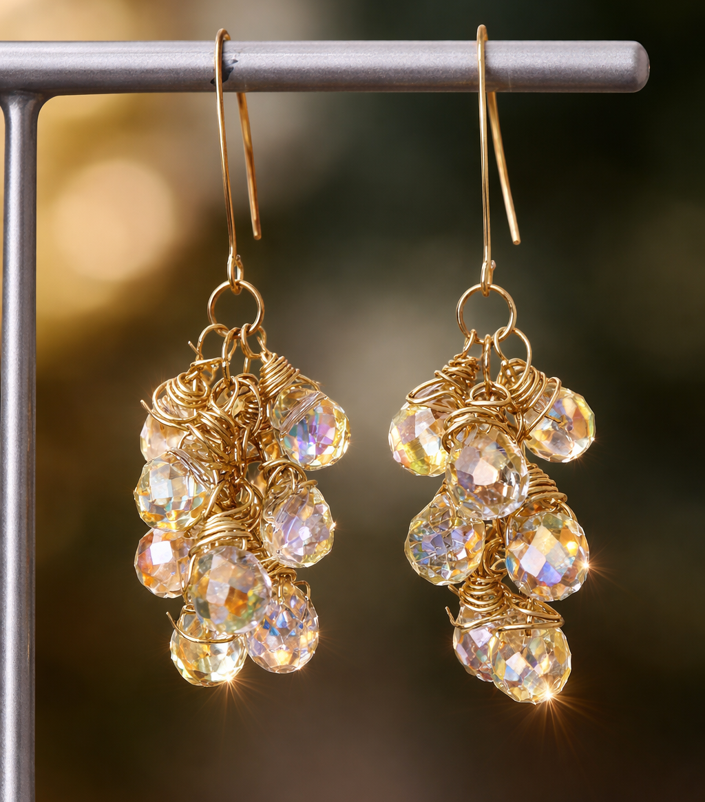 Crystal Grapes Bunch Earrings