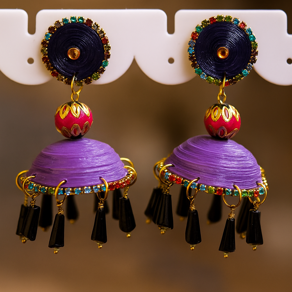 Purple Lavender Beads Jhumka