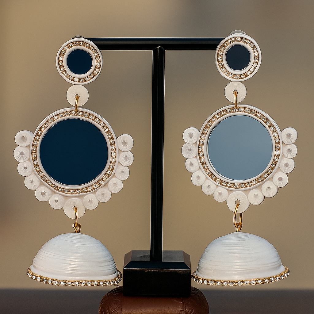 White Mirror 3 - Layered Jhumka / Lightweight Jhumka