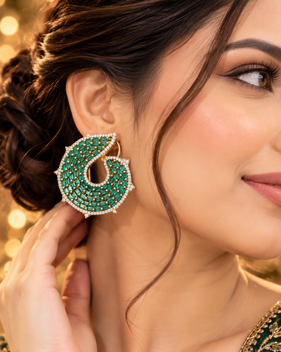 Twisted Green Emerald Earrings