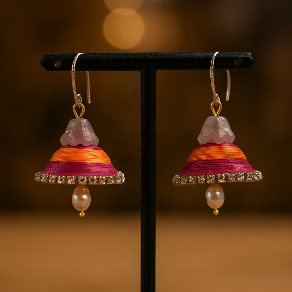 Lily Pearl latkan Jhumki - Dual Color
