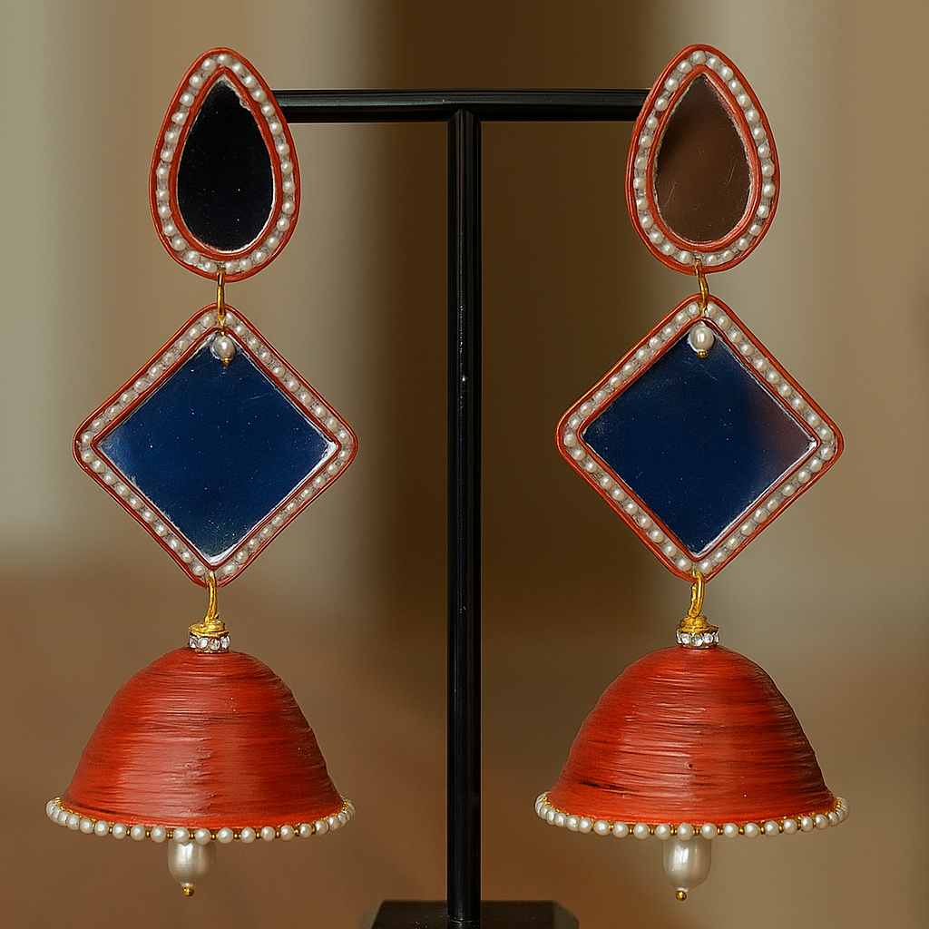 Brick Red 3-Layered Jhumka