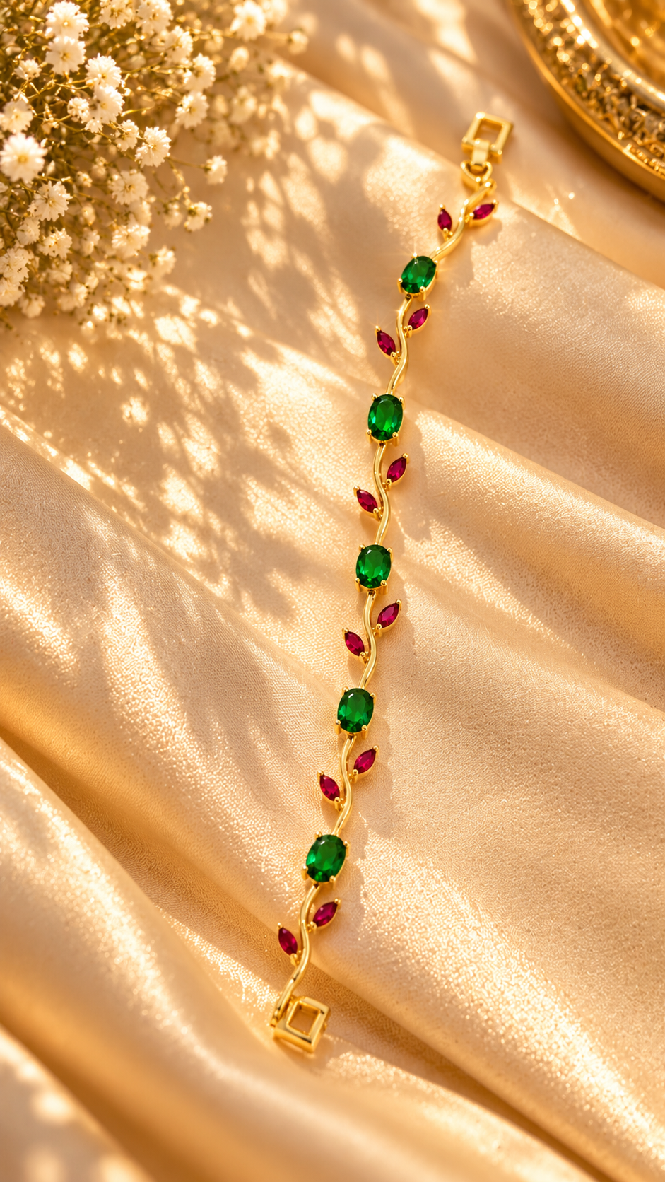 Trendy Tulip Bracelet (Green with Red hue)