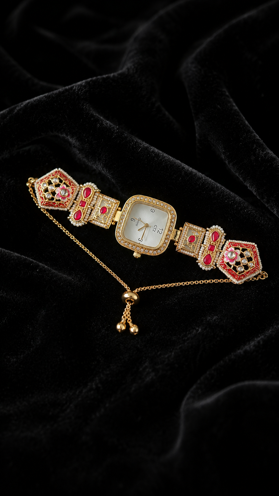 Heritage Pink Kundan Watch Bracelet