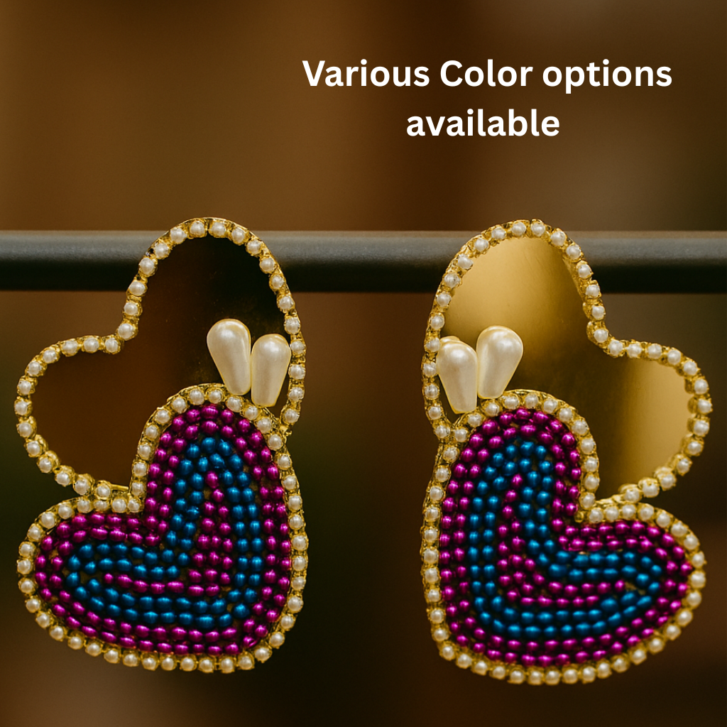 Double Heart Golden Mirror Earrings