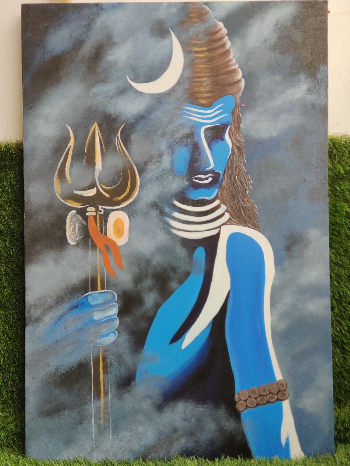 Abstract Lord Shiva Trishul Art Painting 24*30 inches
