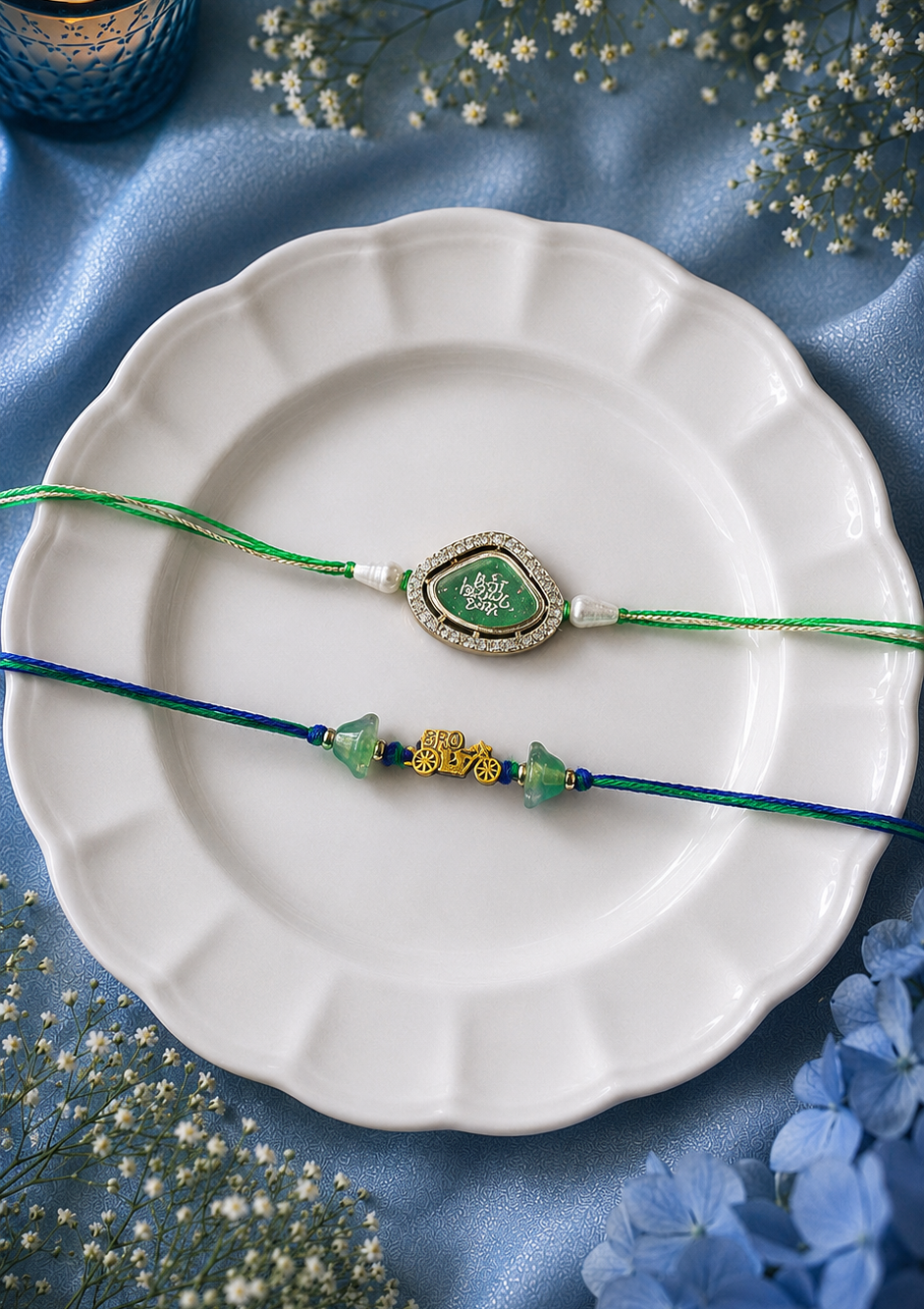 Best Brother ever kundan Rakhi & bro Charm Rakhi [Set of 2]