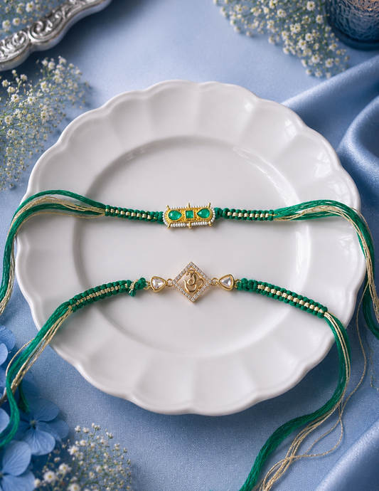 Ganesha Om Rakhi and Gana Set with Roli Chawal
