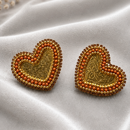Heart beads Mirror Earrings