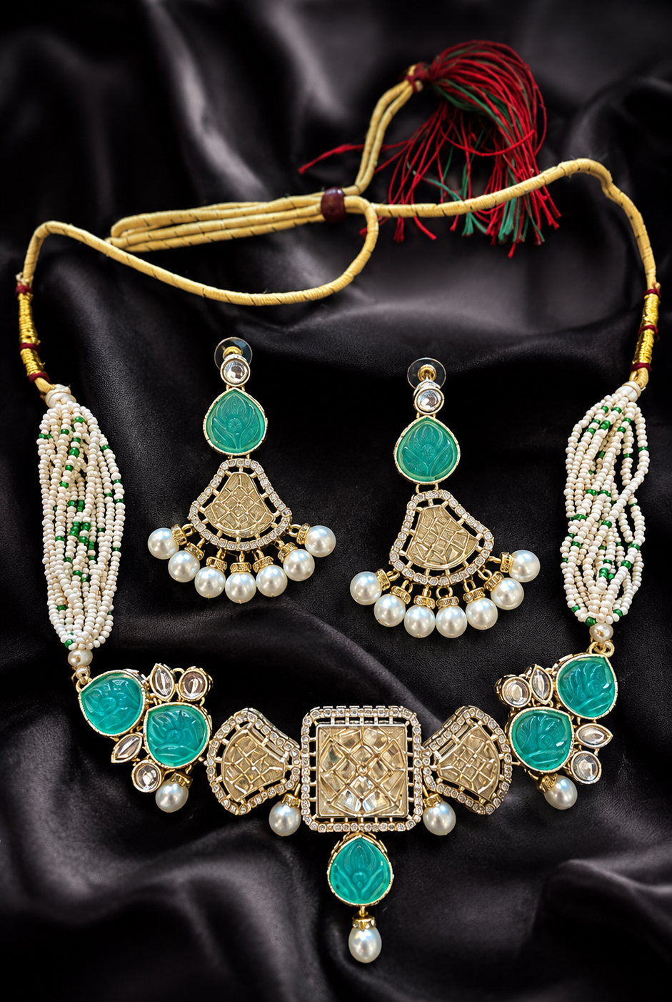 Polki Kundan Dancing Girl Necklace Set