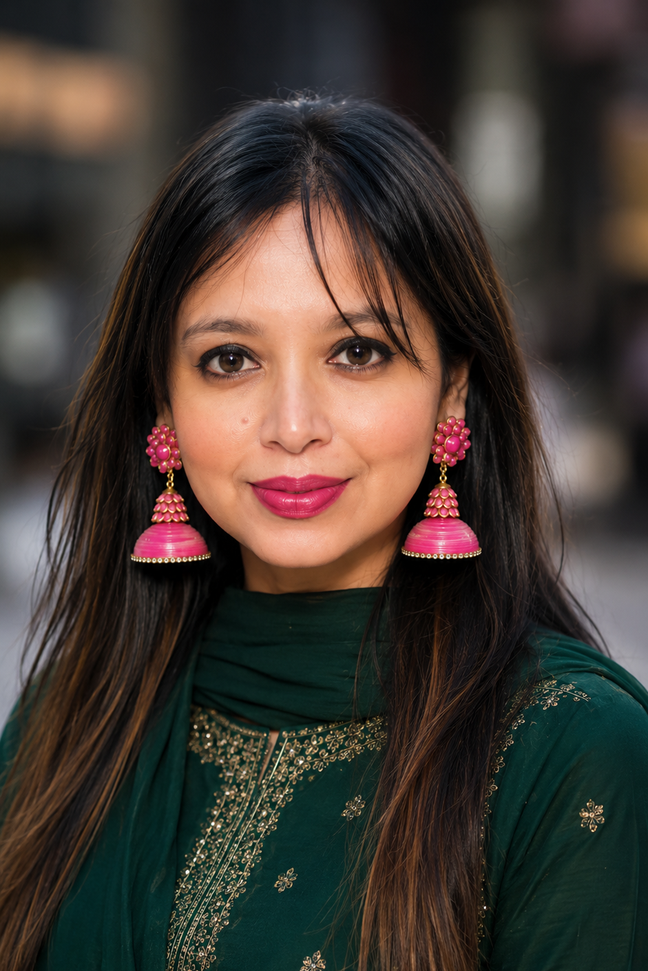 Pink Kundan Pacchi Jhumka