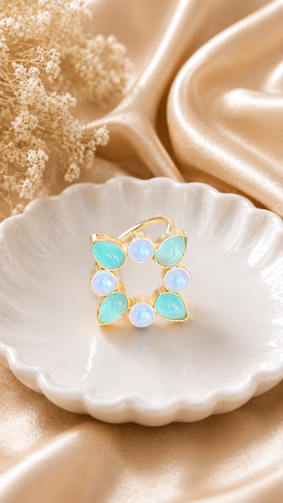 Monalisa Flower Adjustable Ring
