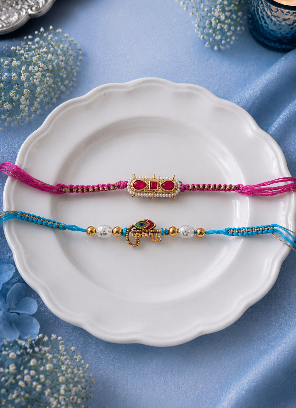 Krishna Rakhi for Brother [Set of 2] with Roli Chawal