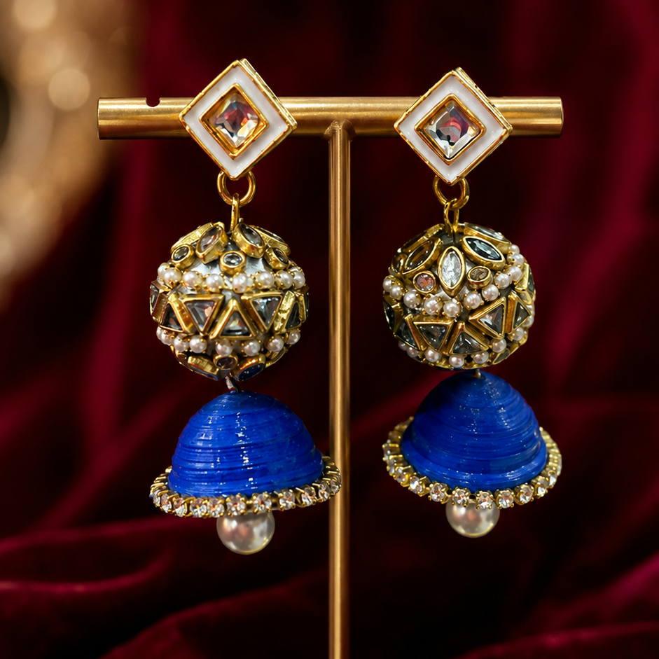 Kundan ball Jhumki Earrings