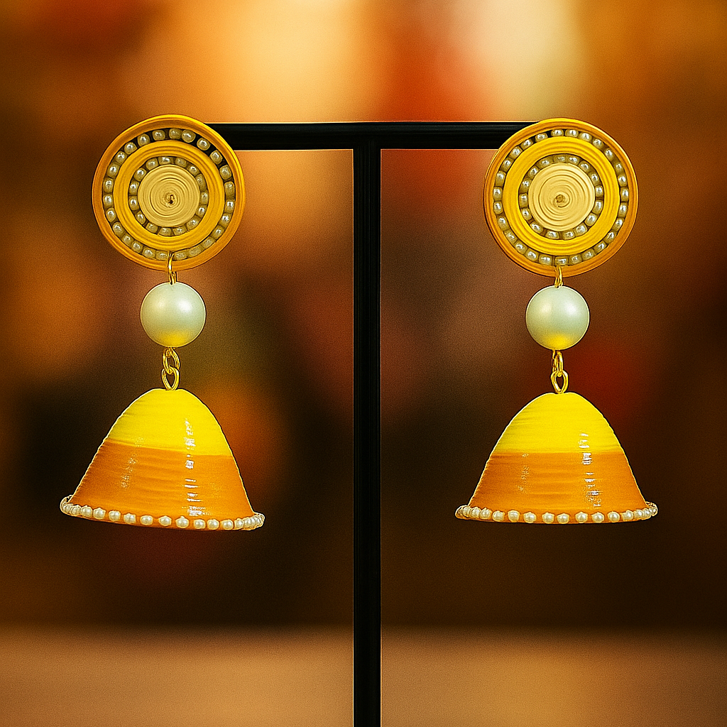 Yellow Mustard Pearl Jhumka || Size: 7cm*4cm*4cm