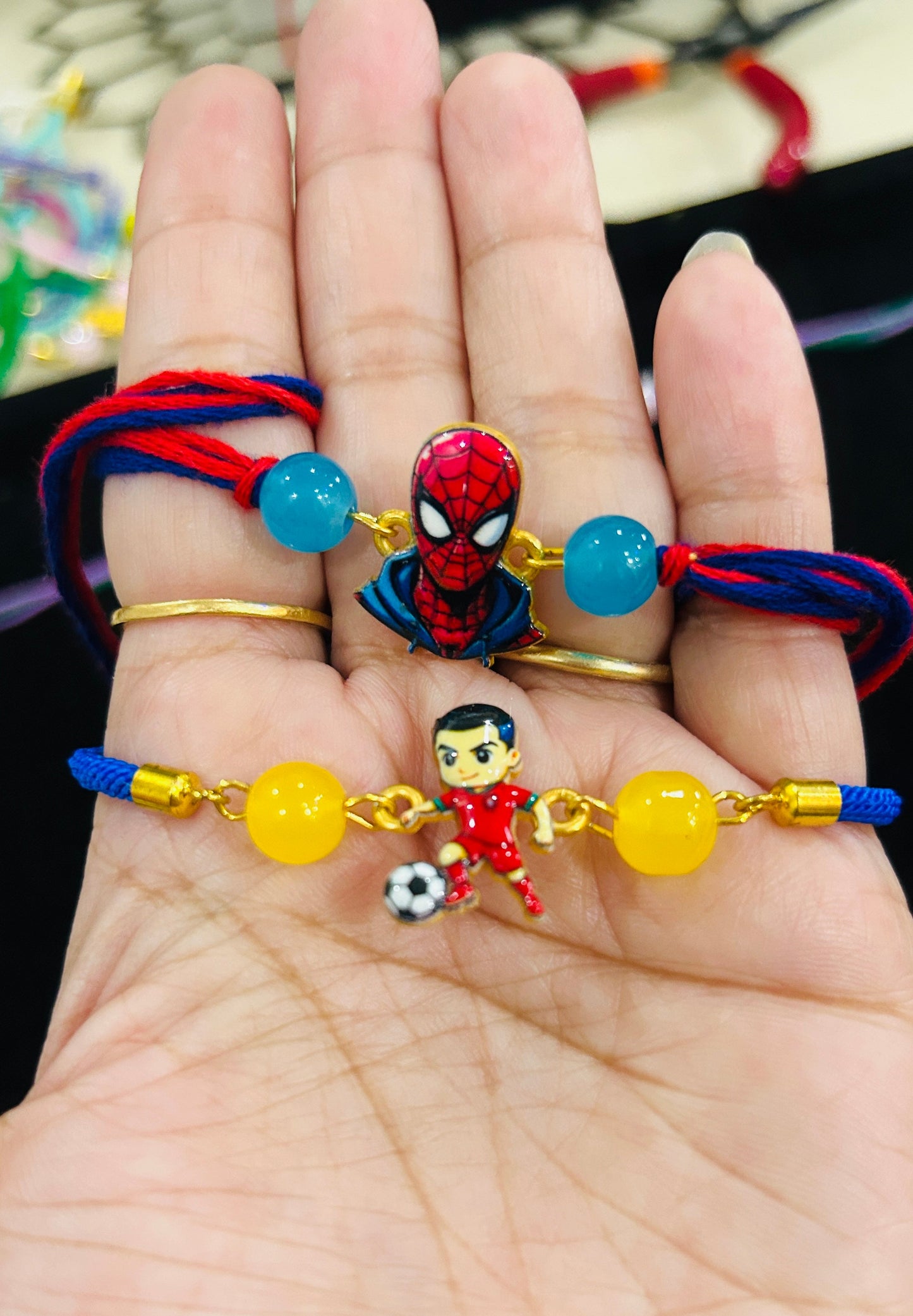 A football lover Charm and SpiderMan Kids Rakhi [Set of 2]