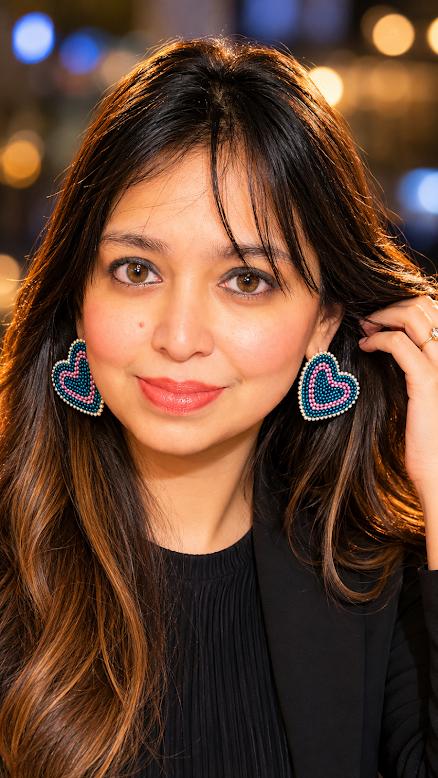 Heart beads Earring Pink-Blue