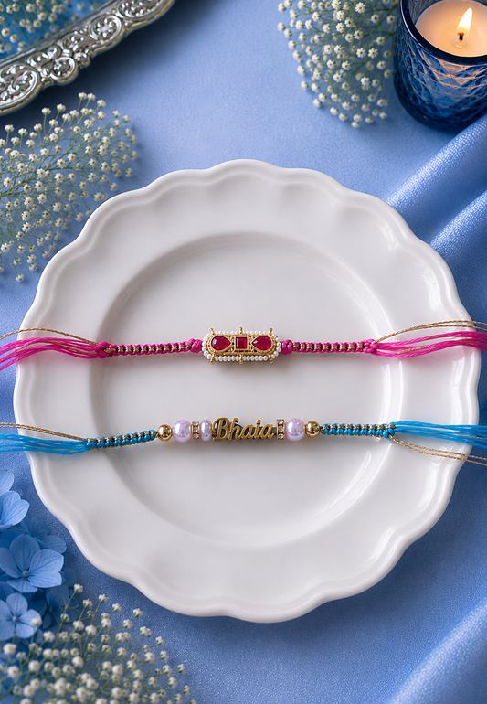Handmade Bhaia name Rakhi and Gana- [Set of 2]