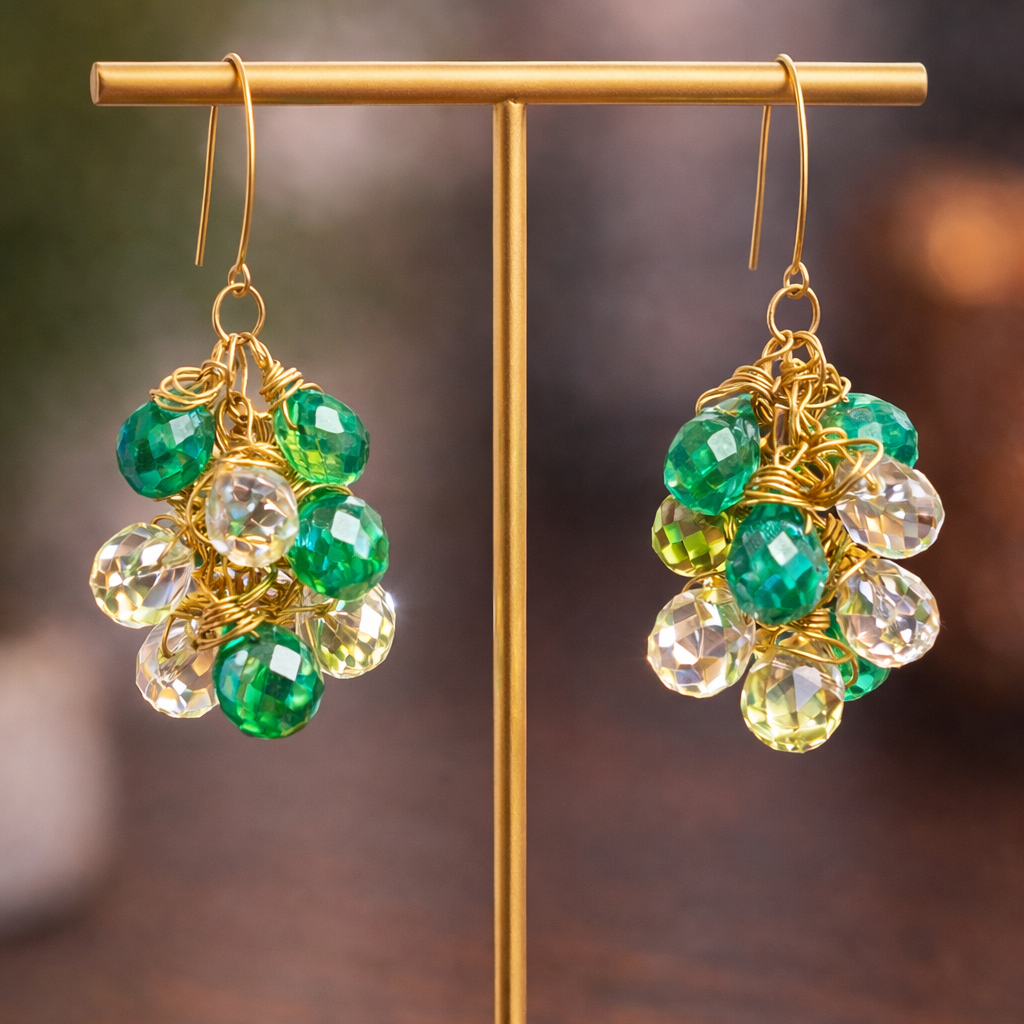 Crystal Grapes Bunch Earrings