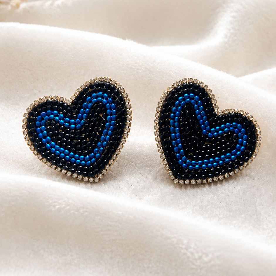 Heart beads Earring Pink-Blue