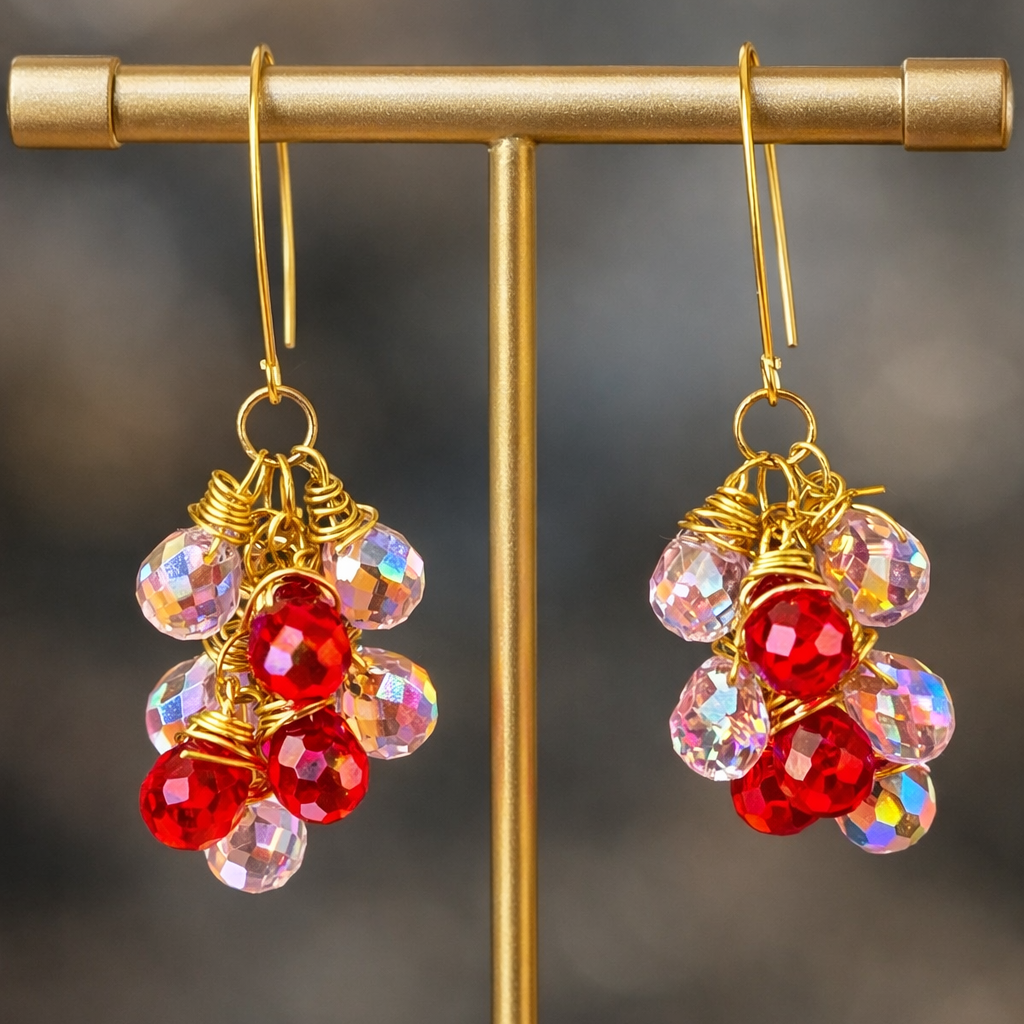 Crystal Grapes Bunch Earrings
