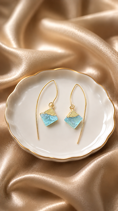Handmade Semi-Precious Stones Marqish Hook Earrings