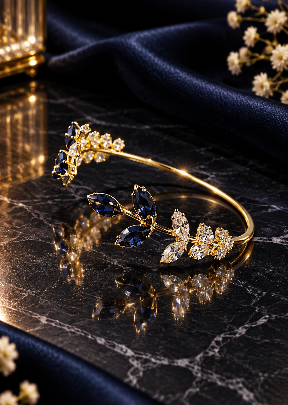 Anti-Tarnish Purple Leaf Zirconia Bracelet