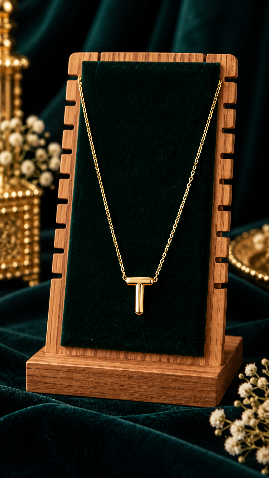 Anti-Tarnish Name Initials 18K Gold Plated Pendent Chain