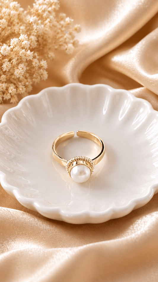 Ball Semi-Precious Pearl Ring