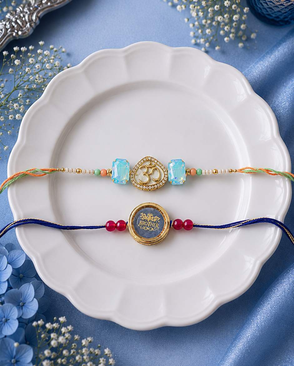 Super Brother kundan Rakhi & Om Kundan Rakhi [Set of 2]