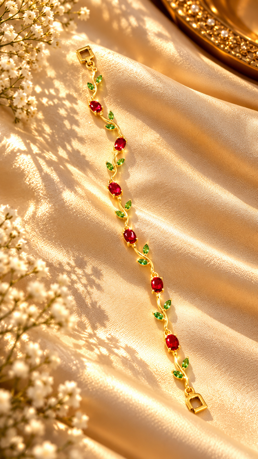 Trendy Tulip Bracelet (Red with Light green hue)