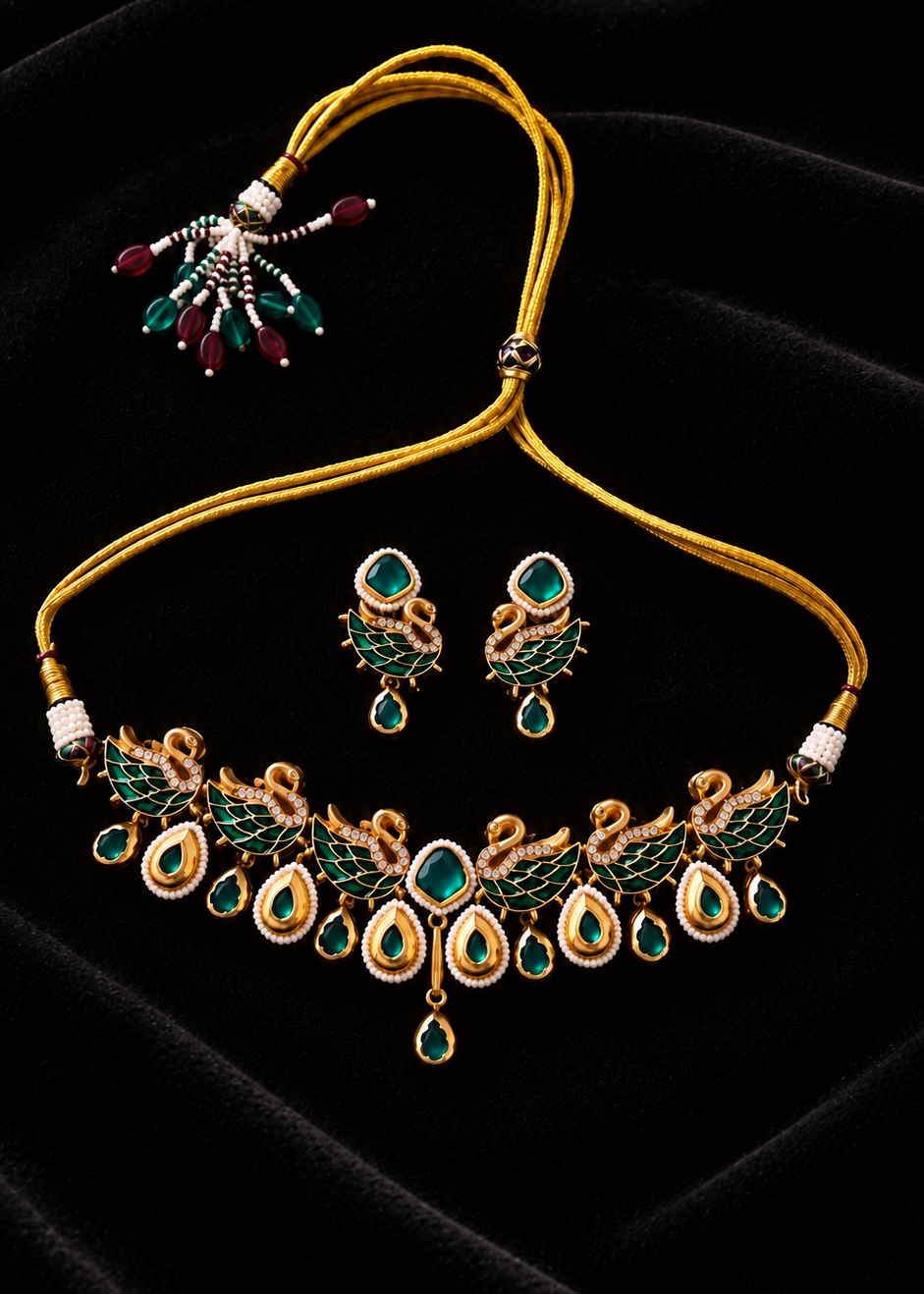 Green Swan Kundan Choker Set