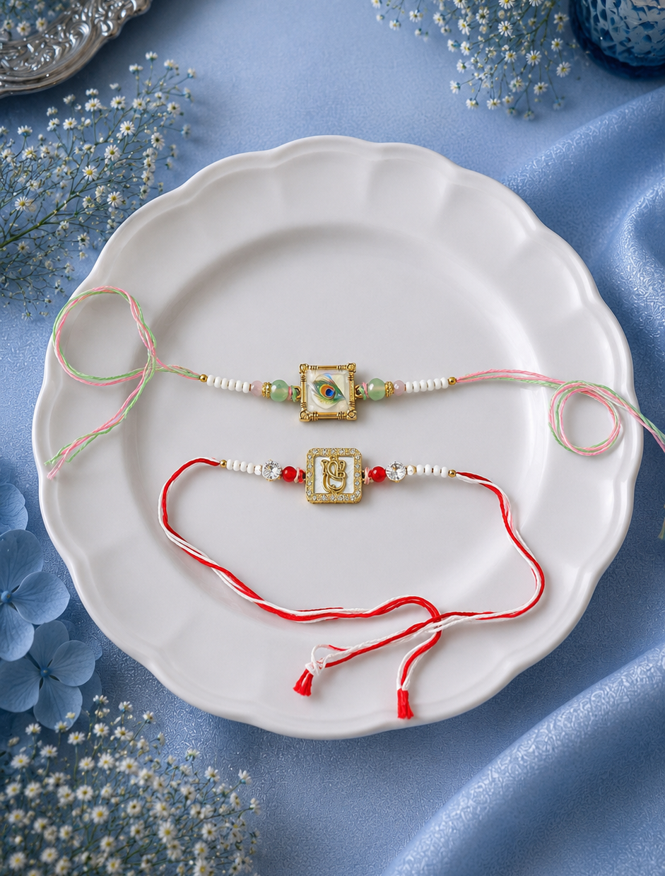 Traditional theme Rakhi Set of 2