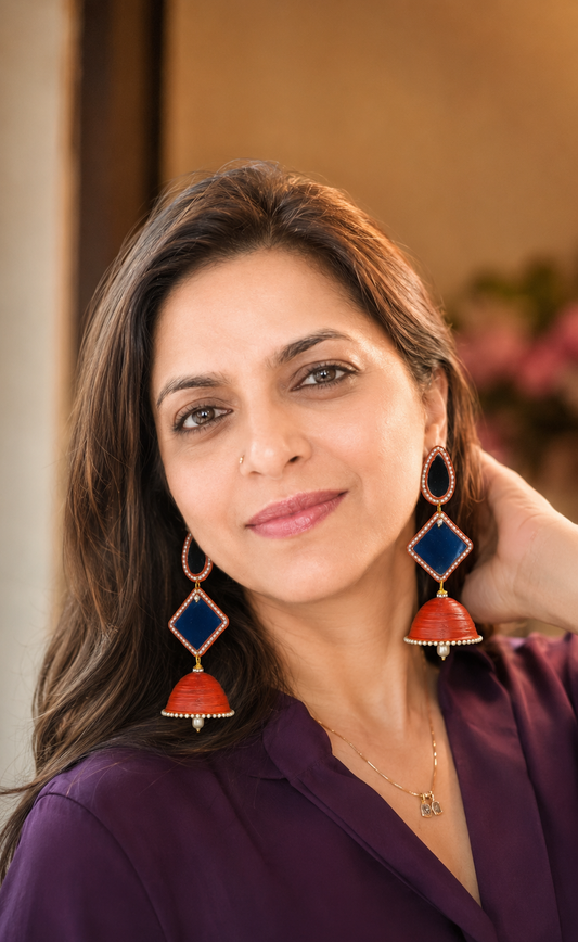 Brick Red 3-Layered Jhumka