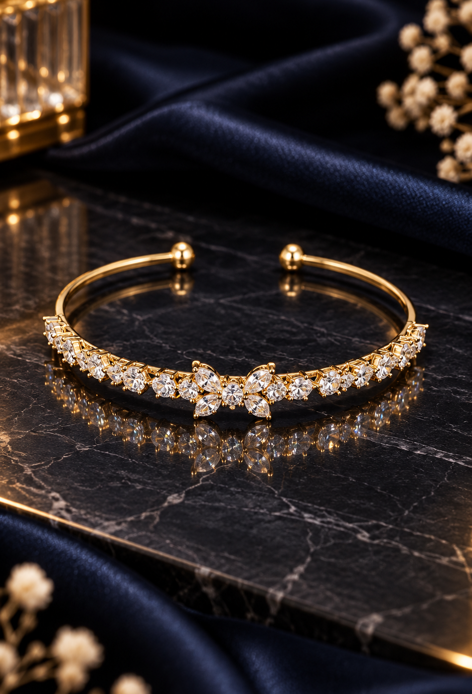 Anti-Tarnish flower Zirconia Bracelet