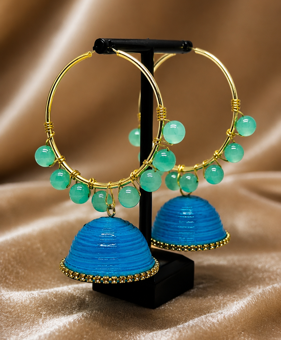 Green Beads loop Jhumka