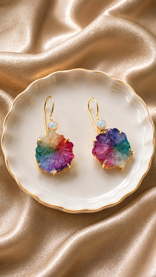 Solar and Pearl S hook Earrings