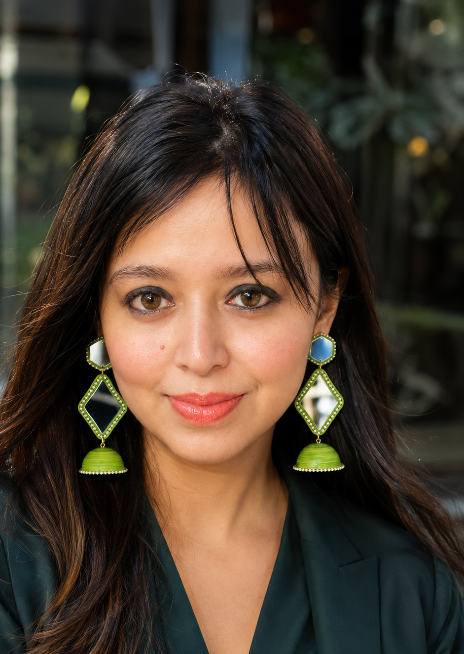 Light Green 3 - layered Mirror Jhumka