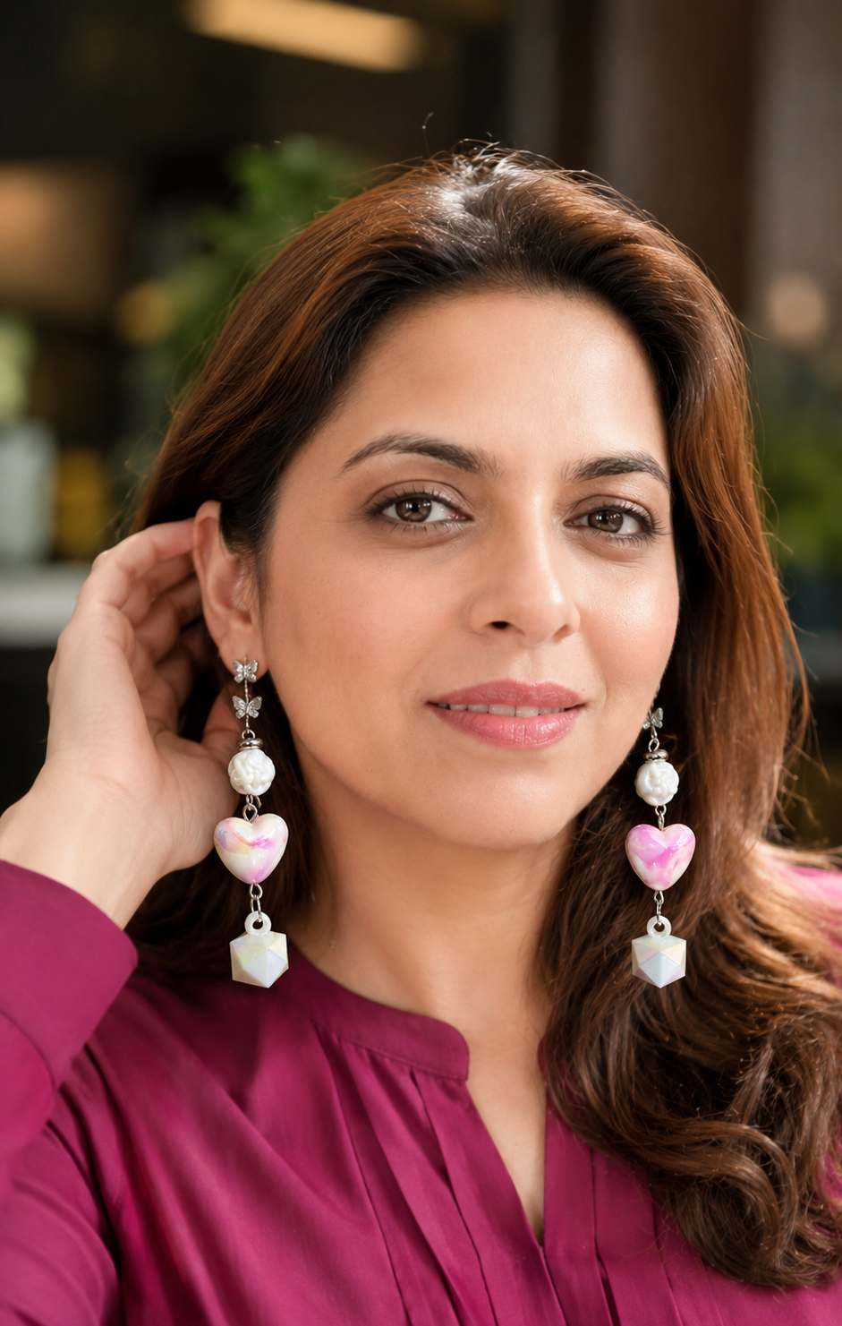Halographic Heart beads Danglers