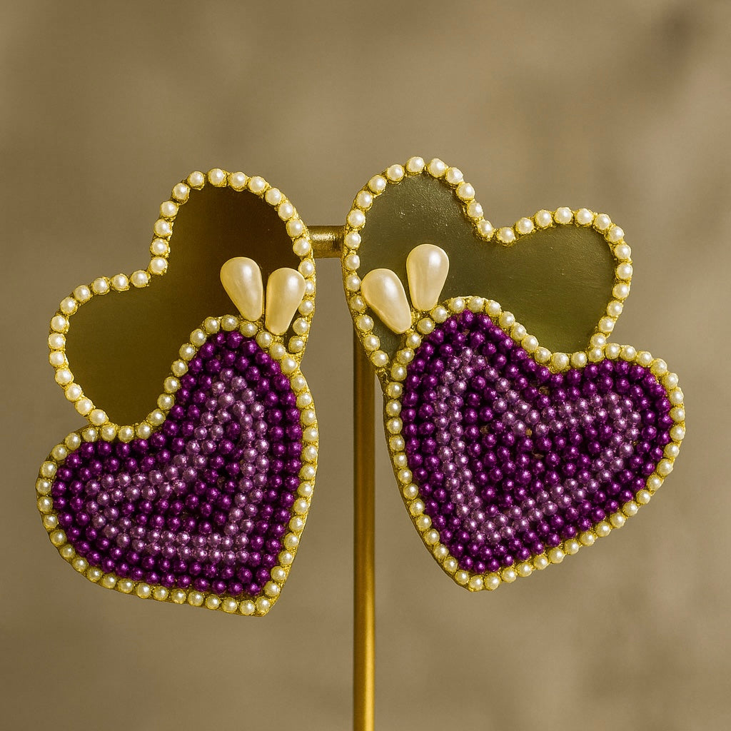 Double Heart Golden Mirror Earrings