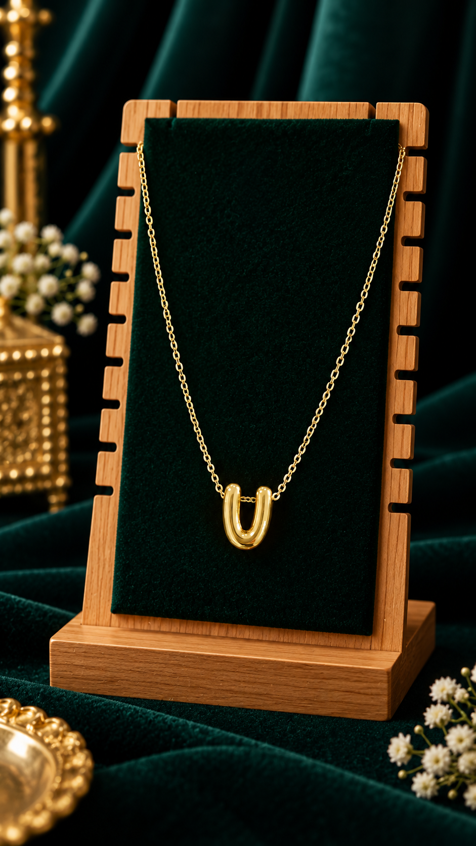 Anti-Tarnish Name Initials 18K Gold Plated Pendent Chain