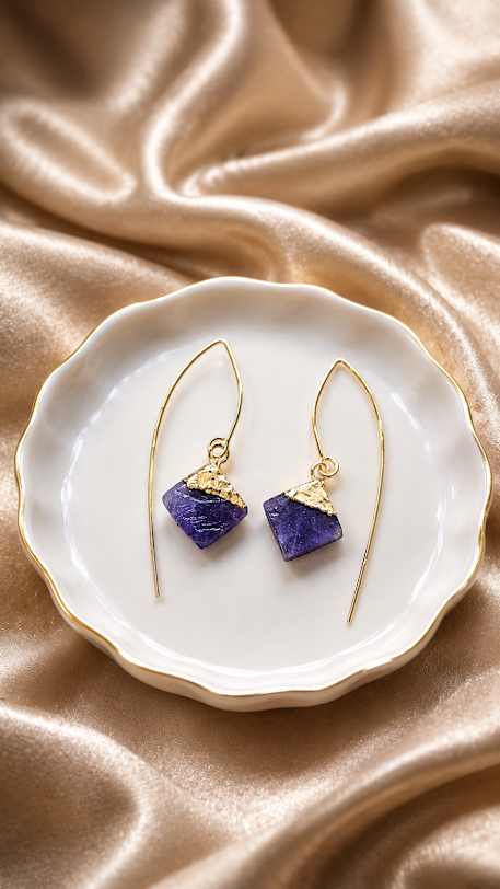 Handmade Semi-Precious Stones Marqish Hook Earrings
