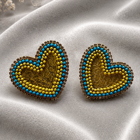 Heart beads Mirror Earrings