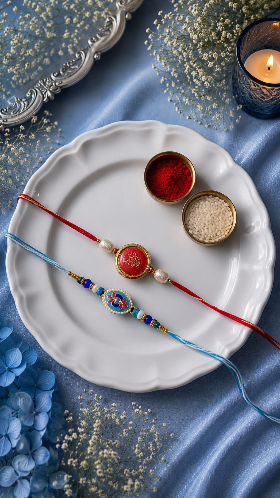 Super Bro kundan Rakhi & Flower Rakhi [Set of 2]
