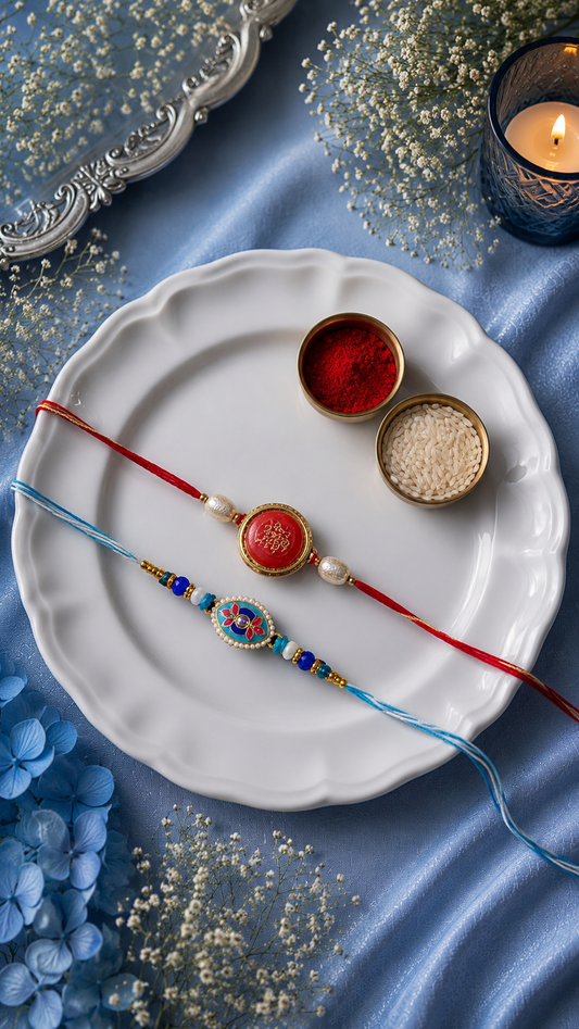 Super Bro kundan Rakhi & Flower Rakhi [Set of 2]