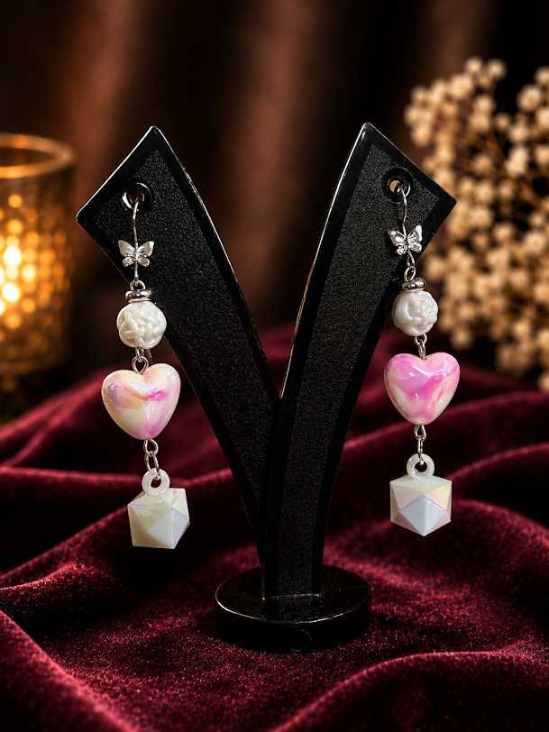 Halographic Heart beads Danglers