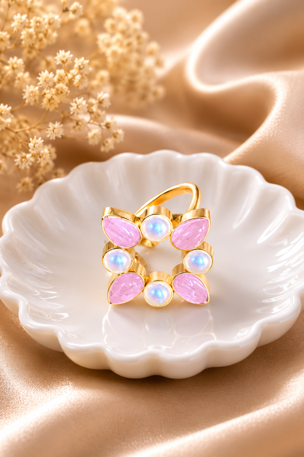 Monalisa Flower Adjustable Ring