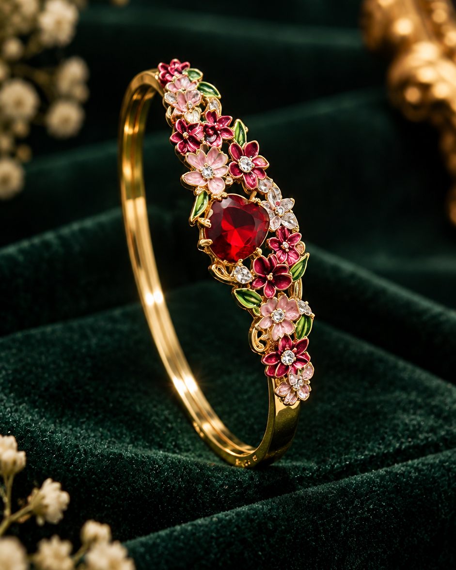 Anti-Tarnish 18k Gold PVD plated Red Heart Bracelet
